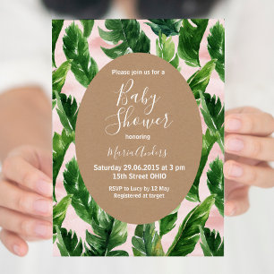 Invitation Aquarelle Tropical Floral Frame Baby shower