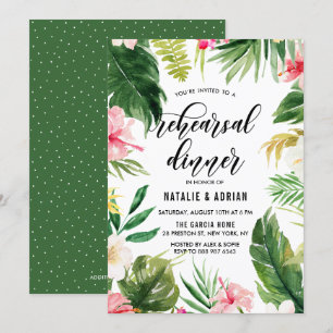 Invitation Aquarelle Tropical Floral Frame Dîner de répétitio