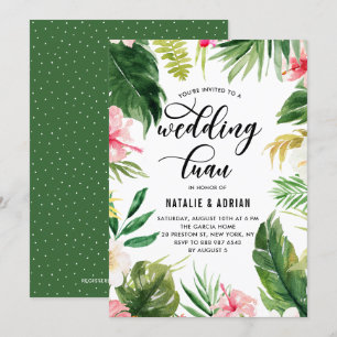 Invitation Aquarelle Tropical Floral Frame Mariage Luau