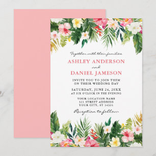 Invitation Aquarelle Tropical Floral Green Mariage Pk