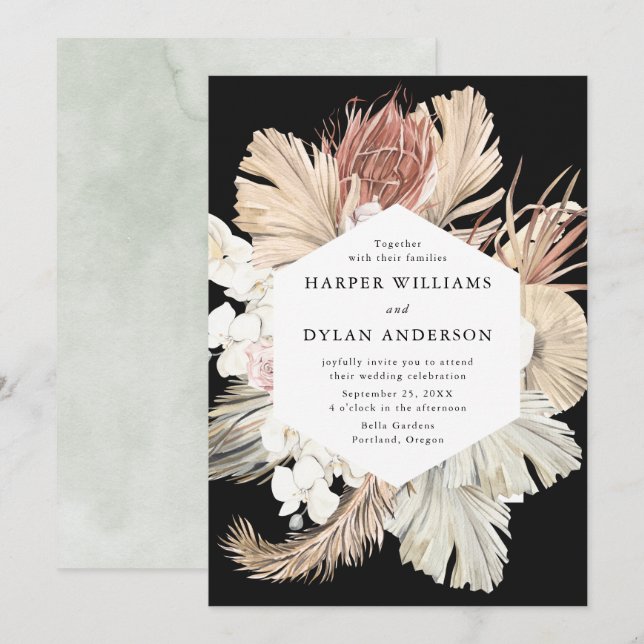 Invitation Aquarelle Tropical Love Floral Mariage (Devant / Derrière)
