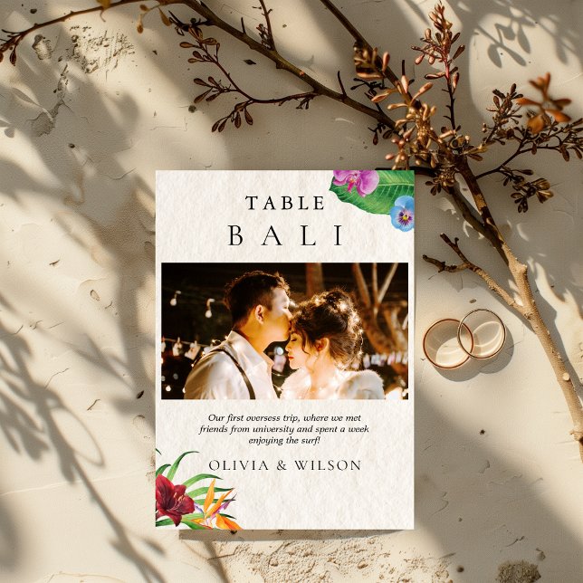 Invitation Aquarelle Tropical Mariage Numéro de la table phot (Créateur téléchargé)