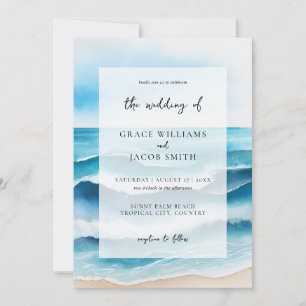 Invitation Aquarelle Tropical Ocean Beach Mariage