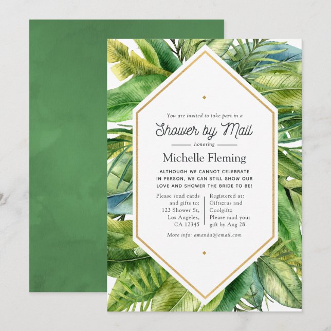 Invitation Aquarelle Tropical Summer Show par la poste (Devant / Derrière)