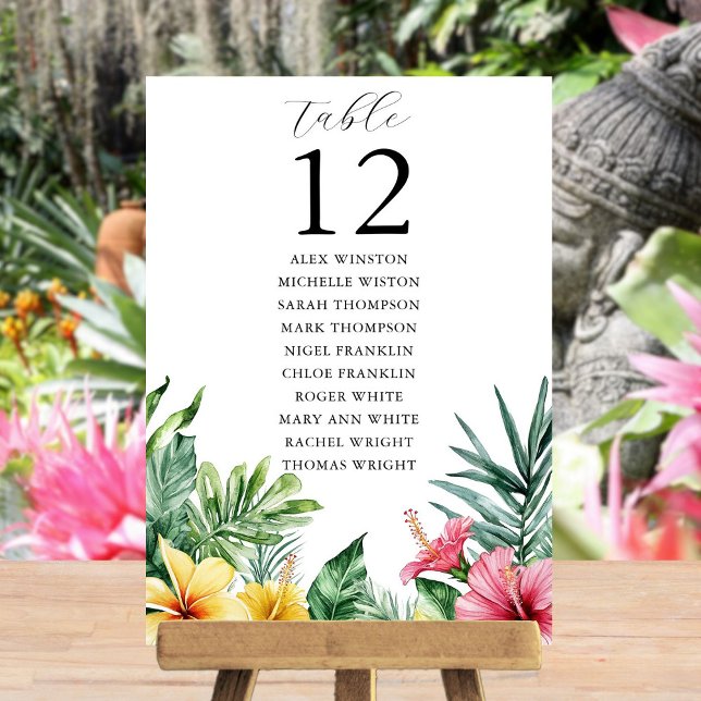 Invitation Aquarelle Tropical Tableau Numéro de siège (Watercolor Tropical Table Number Seating Chart)