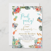 Aquarelle tropicale Baby shower d'été au bord de l
