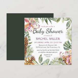 Invitation Aquarelle tropicale Baby shower floral