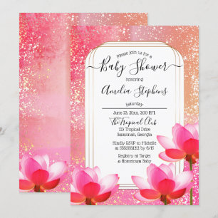 Invitation Aquarelle tropicale Boho Lotus Baby shower floral