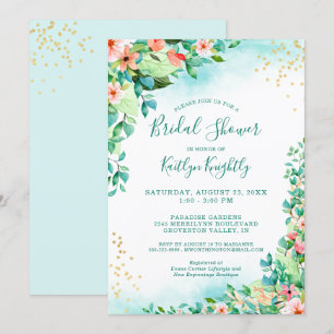 Invitation Aquarelle tropicale Florale Fête des mariées moder