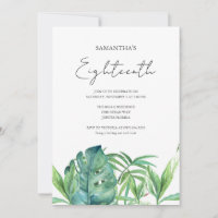 Aquarelle tropicale Luau 18e anniversaire