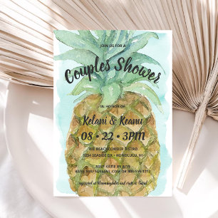 Invitation Aquarelle Tropicale mignonne Ananas Couples Douche