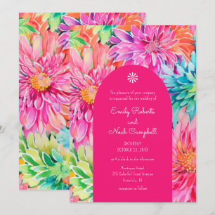 Invitation Aquarelle tropicale moderne colorée Mariage floral