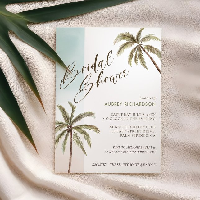 Invitation Aquarelle tropicale Palmiers Boho Douche nuptiale (Tropical Watercolor Palm Trees Boho Bridal shower Invitation)