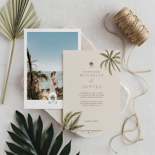 Invitation Aquarelle tropicale Palmiers Boho Mariage Photo