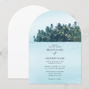 Invitation Aquarelle tropicale Palms & Mariage de plage