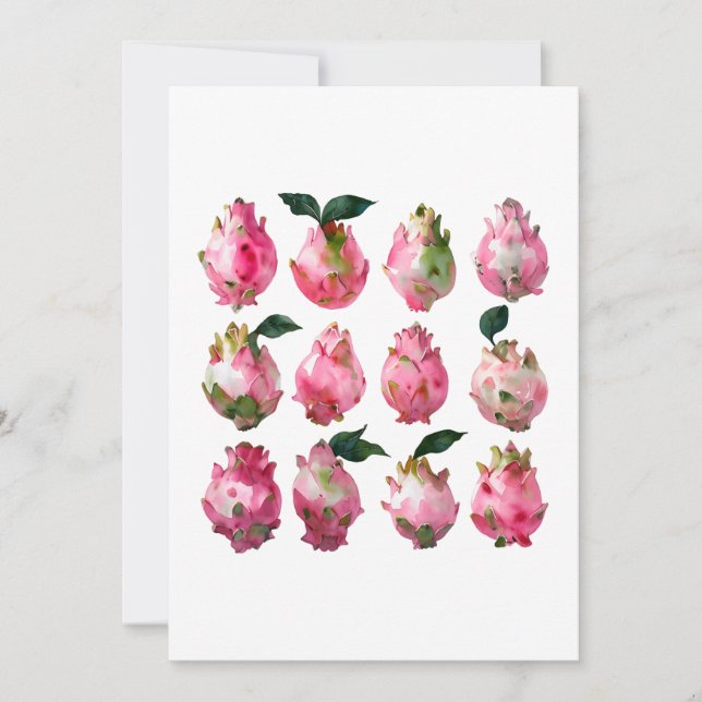 Invitation Aquarelle Tropicale Pitaya (Devant)