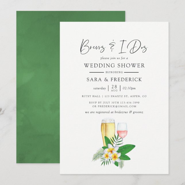 Invitation Aquarelle Tropicale Se Déroule Avant Le I Dos (Devant / Derrière)