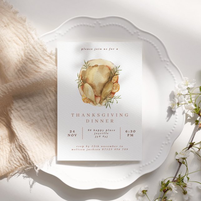 Invitation Aquarelle Turquie Dîner d'Action de grâce (Créateur téléchargé)