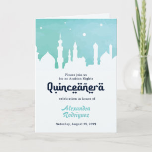 Invitation Aquarelle Turquoise Arabian Nights Quinceañera