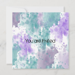 Invitation Aquarelle turquoise et violette Baby shower Abstra