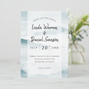 Invitation Aquarelle turquoise misère paysage montagnes