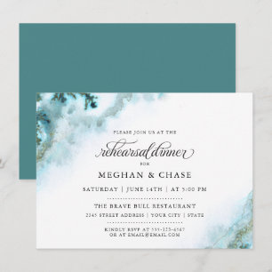 Invitation Aquarelle Turquoise moderne Moss Agate BarefootBri