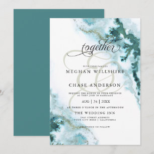 Invitation Aquarelle Turquoise moderne Moss Agate Personnalis