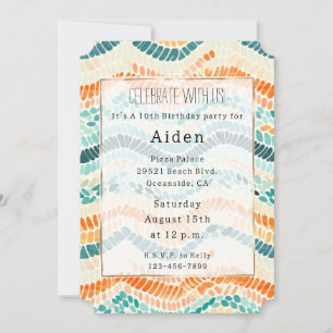 Invitation Aquarelle turquoise Orange Peach
