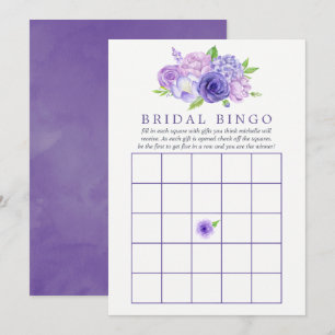 Invitation Aquarelle ultra violet Fête des mariées florale Bi