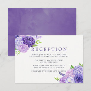Invitation Aquarelle Ultra Violet Floral Mariage Réception
