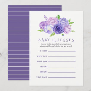 Invitation Aquarelle ultra violette Baby shower Floral Guesse