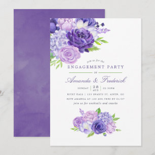 Invitation Aquarelle ultra violette Fleur d'engagement
