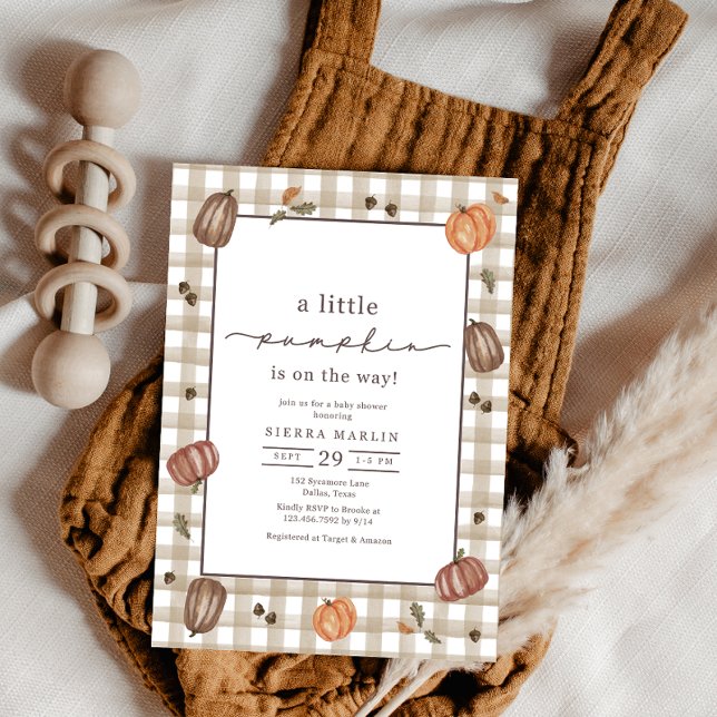 Invitation Aquarelle Un Baby shower Un Peu Citrouille (Créateur téléchargé)