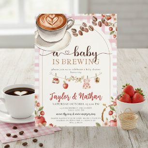 Invitation aquarelle un bébé acidulé aux pommes se prépare