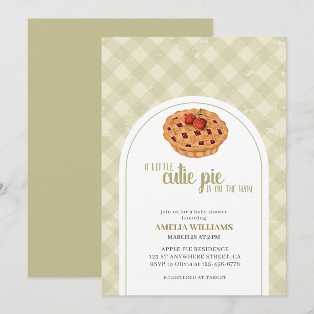 Invitation Aquarelle Un petit baby shower de chute à tarte cu (Devant / Derrière)