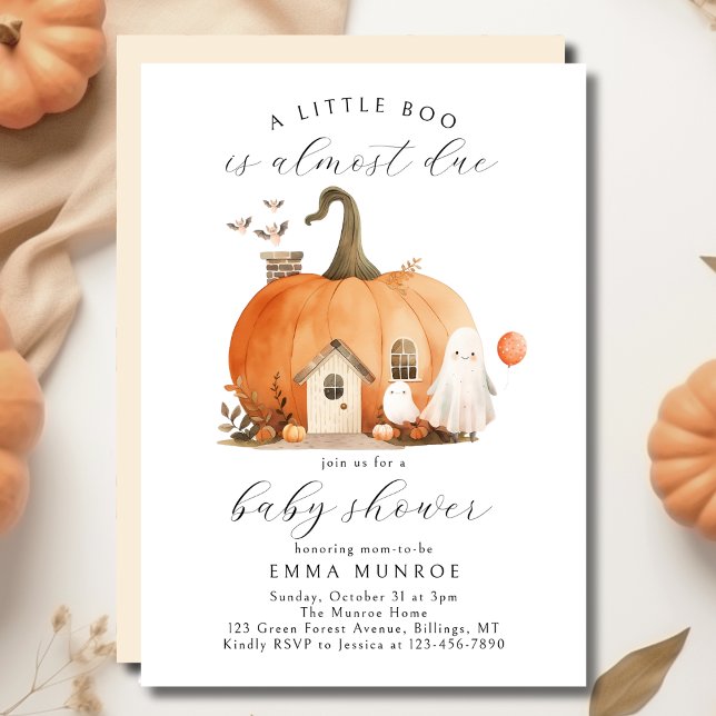 Invitation Aquarelle Un Petit Boo Est Presque Dû Baby shower (Créateur téléchargé)