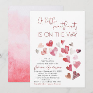Invitation Aquarelle un petit coeur doux est sur le chemin Ba