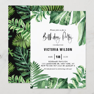 Invitation Aquarelle Variée Feuille été fête d'anniversaire