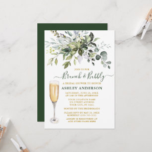 Invitation Aquarelle Végétal Doré Brunch Bubbly