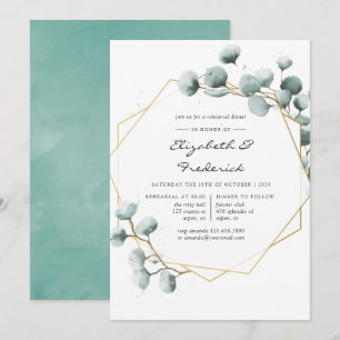 Invitation Aquarelle Verdure Dîner de répétition géométrique