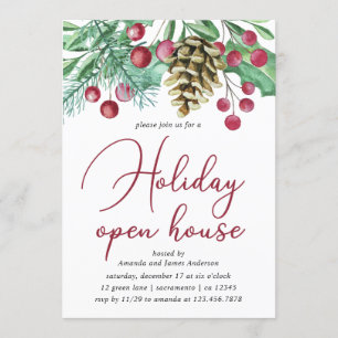 Invitation Aquarelle Verdure Et Berries Holiday House