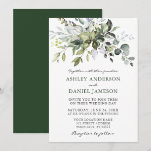 Invitation Aquarelle Verdure Moderne Mariage élégant