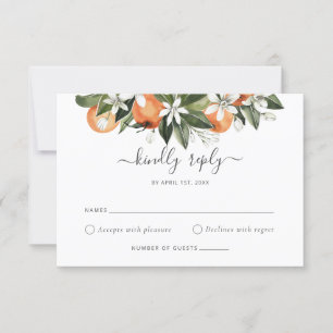 Invitation Aquarelle Verdure Orange Blossom Wedding RSVP