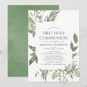 Invitation Aquarelle Verdure Première Communion sainte