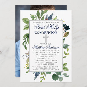 Invitation Aquarelle Verdure Première Sainte Communion Photo