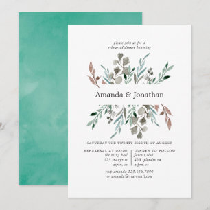 Invitation Aquarelle Verdure rustique Dîner de répétition hiv