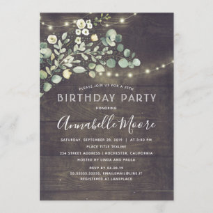 Invitation Aquarelle Verdure rustique Pays Fête d'anniversair