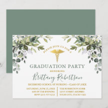 Aquarelle Verdure Sage Vert Médicale Grad Party