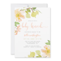 Aquarelle Vert Baby shower floral rose pâle