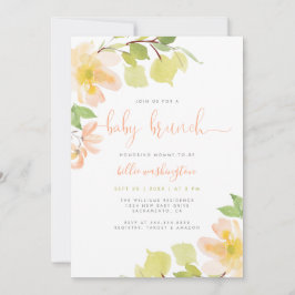 Invitation Aquarelle Vert Baby shower floral rose pâle